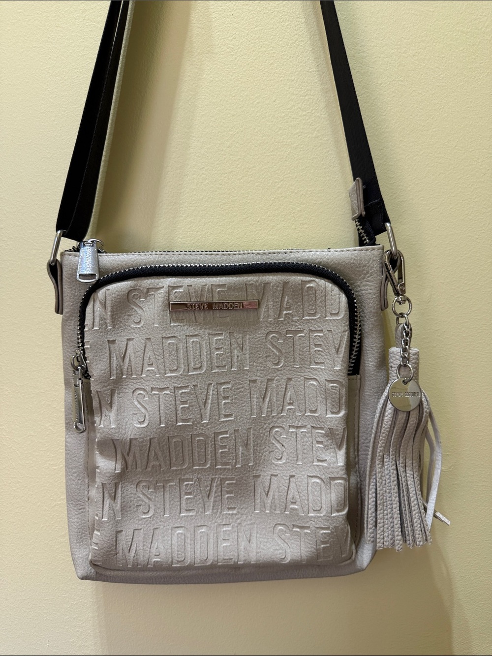 Steve Madden White Crossbody Bag with Tassel